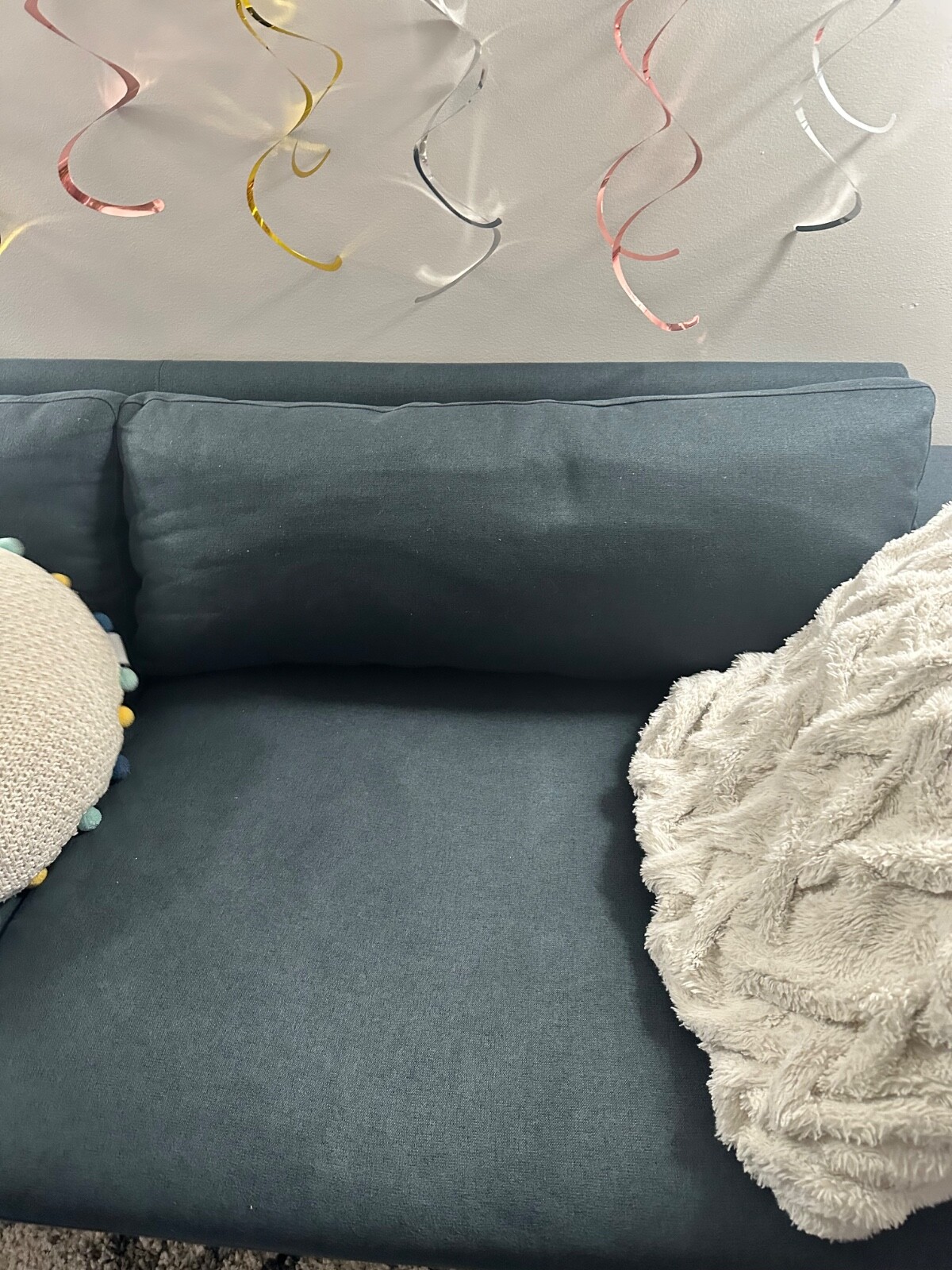 Modern Sofa Couch, 87” Upholstery 3 Seater Sofa with 2 thick back cushions