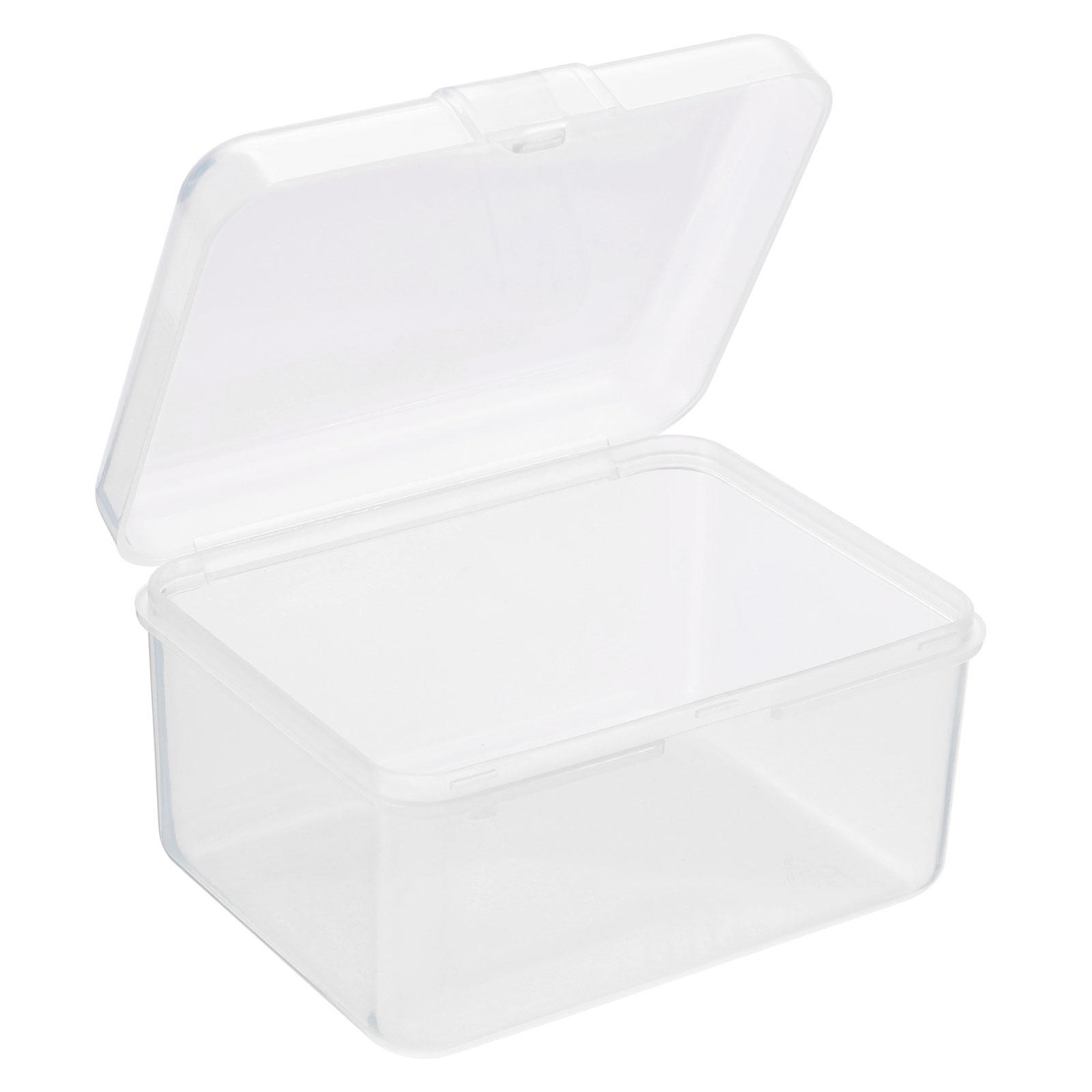 4pcs Clear Storage Container w Hinged Lid 85x65x45mm Plastic Rectangular Box