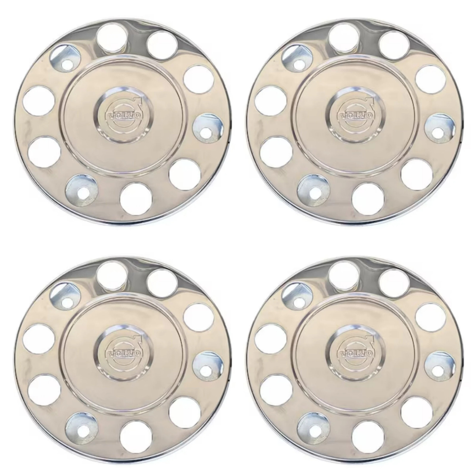 Volvo Truck & Bus 22.5 Wheel Hub Cap Chrome Stainless Steel with VOLVO Logo X4pc