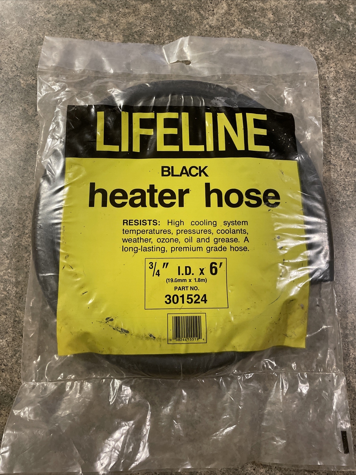 Lifeline 301524 HVAC Black Heater Hose 3/4" ID X 6 Foot (Sealed)