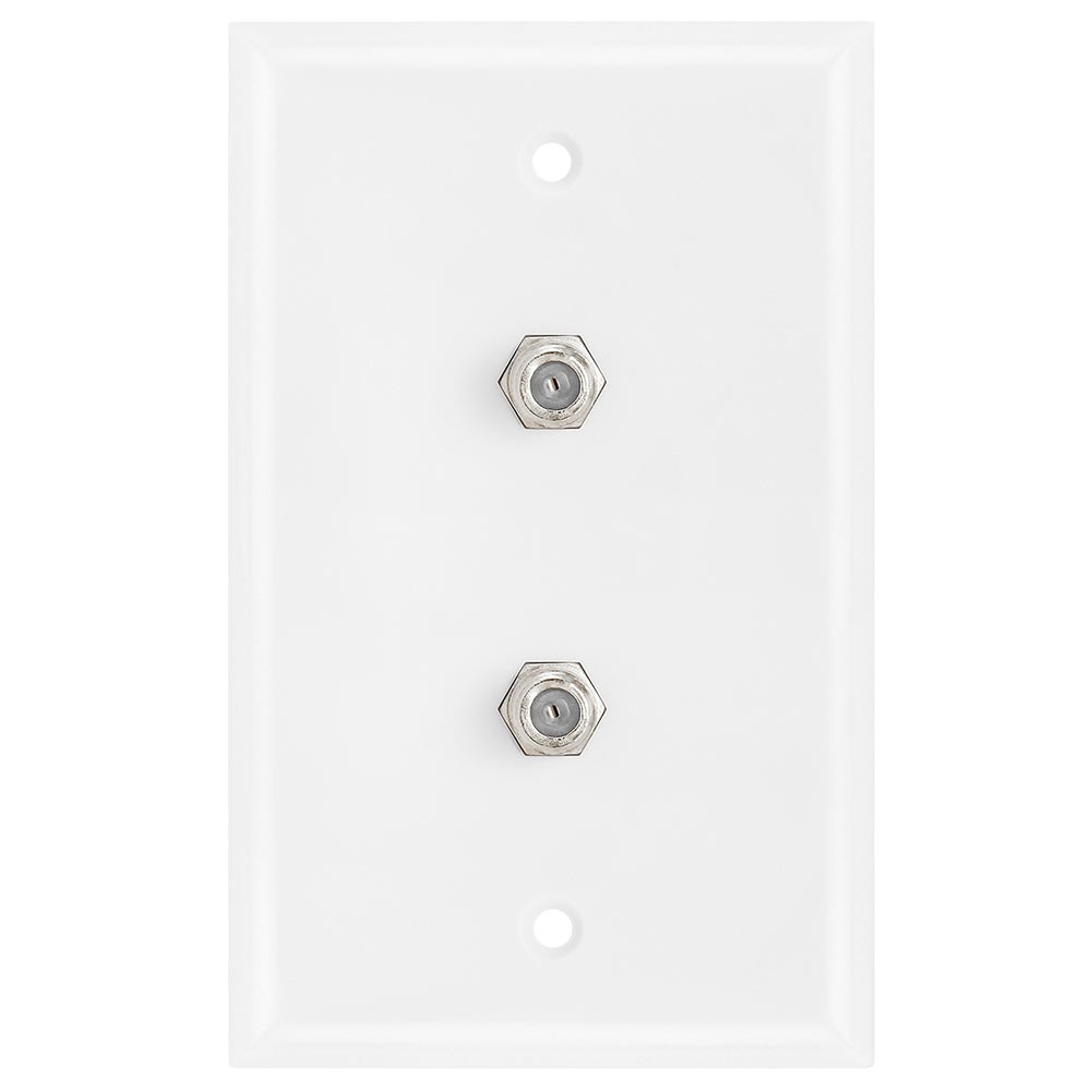 Dual F-Type Jack Wall Plate F Female Satellite Coaxial Coupler Faceplate White