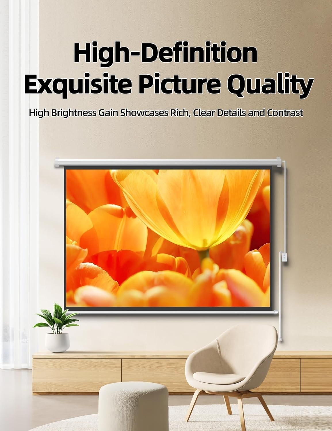 120" Matte White Motorized Projector Screen for UST Long/Standard Throw