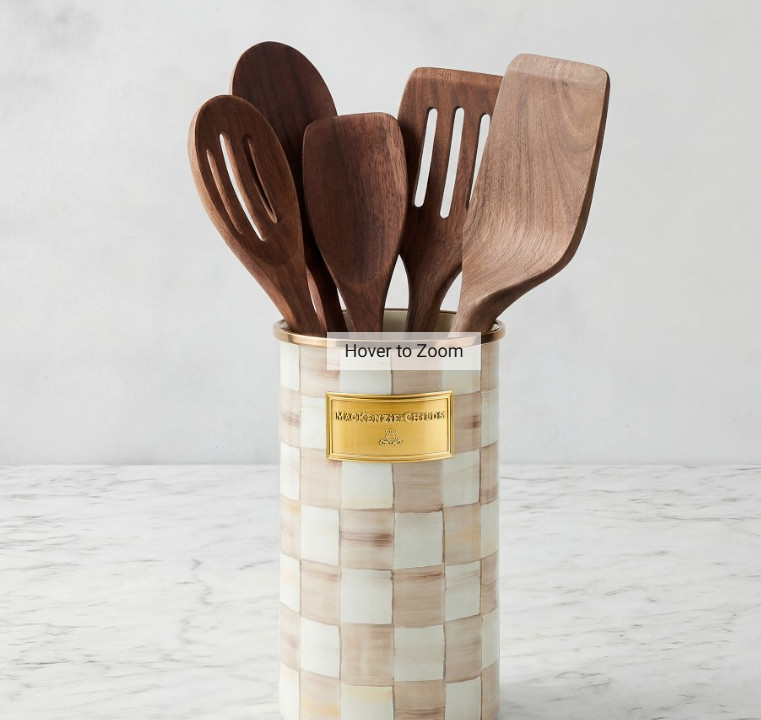 MacKenzie-Childs Mocha Check Utensil Holder