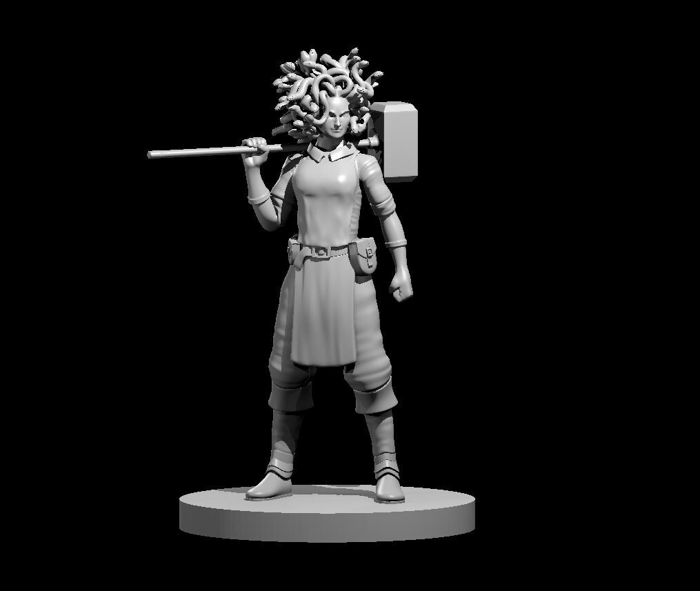 Medusa Female Blacksmith Commoner NPC 28mm Scale DND D&D Tabletop Mini