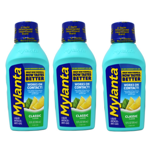 3 Pack - Mylanta Liquid Antacid & Antigas, Classic Flavor, 12.0 fl oz