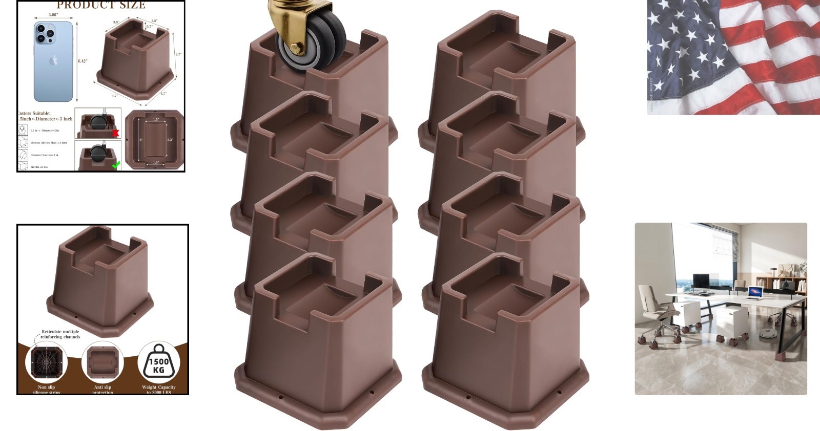 Adjustable Bed Furniture Risers Elevation in Heights Heavy Duty Risers for Bo...