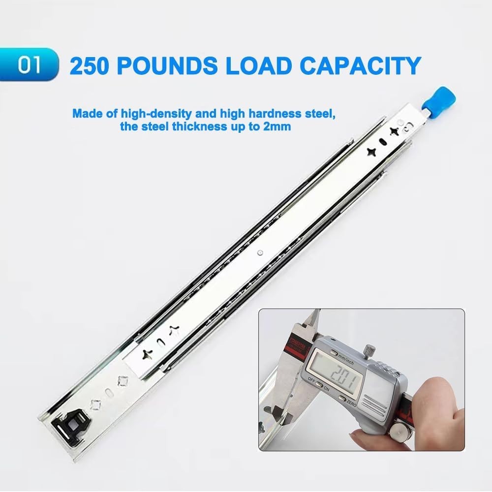 Smooth-Functioning 22 Inch Heavy Duty Drawer Slides with Secure Lock Mechanism