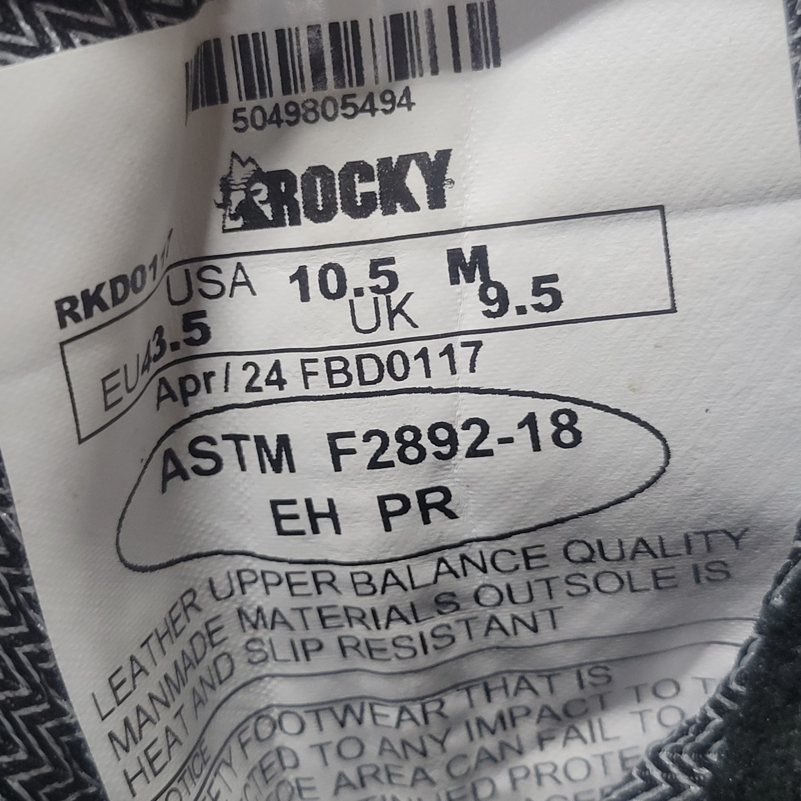 Rocky Code Red Wildlands 77 Fire Boot Black Mens Size 10.5M (READ DESCRIPTION)