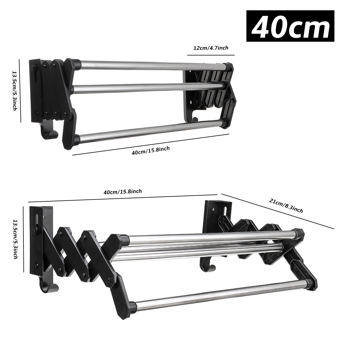 Stainless Steel Wall Mounted Expandable Clothes Drying Rack Towel Rack