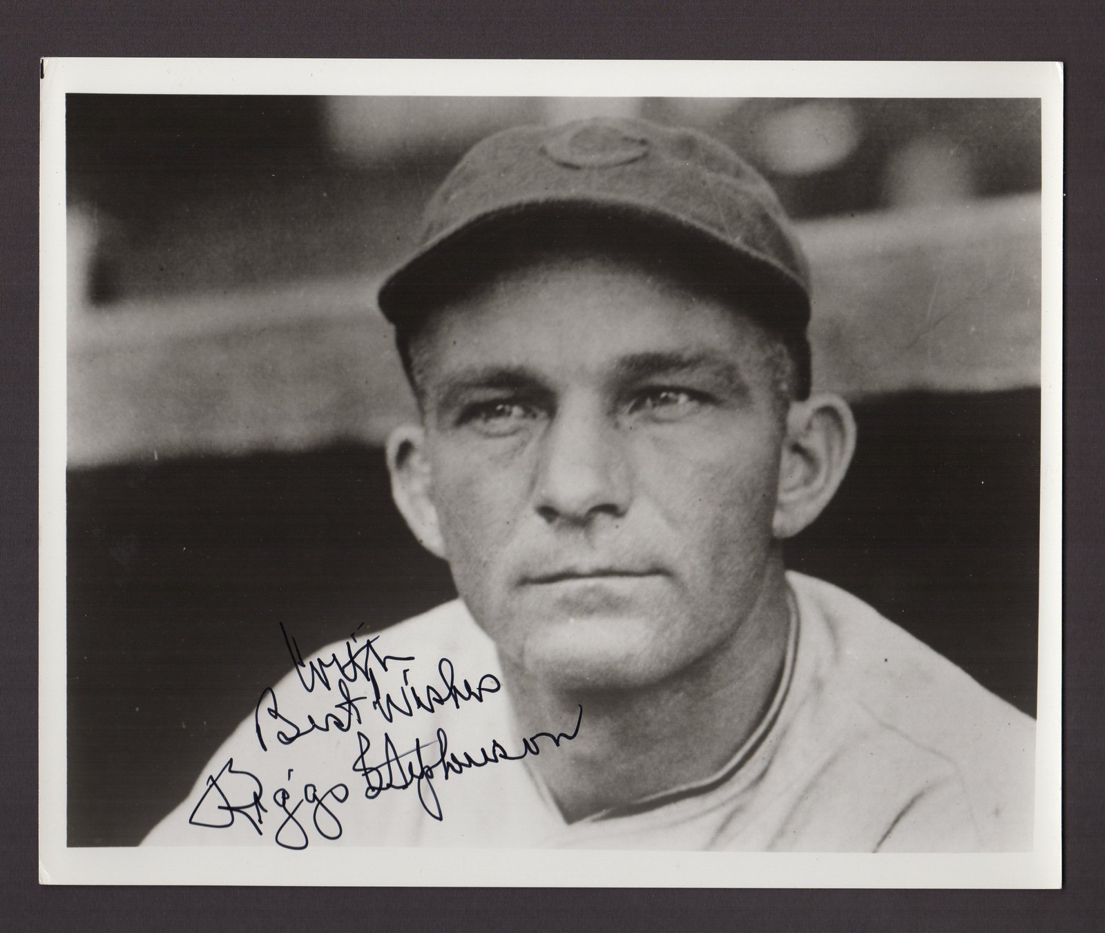 Autograph: RIGGS STEPHENSON [1898-1985], Cubs|8"x 10" black&white photograph BLA