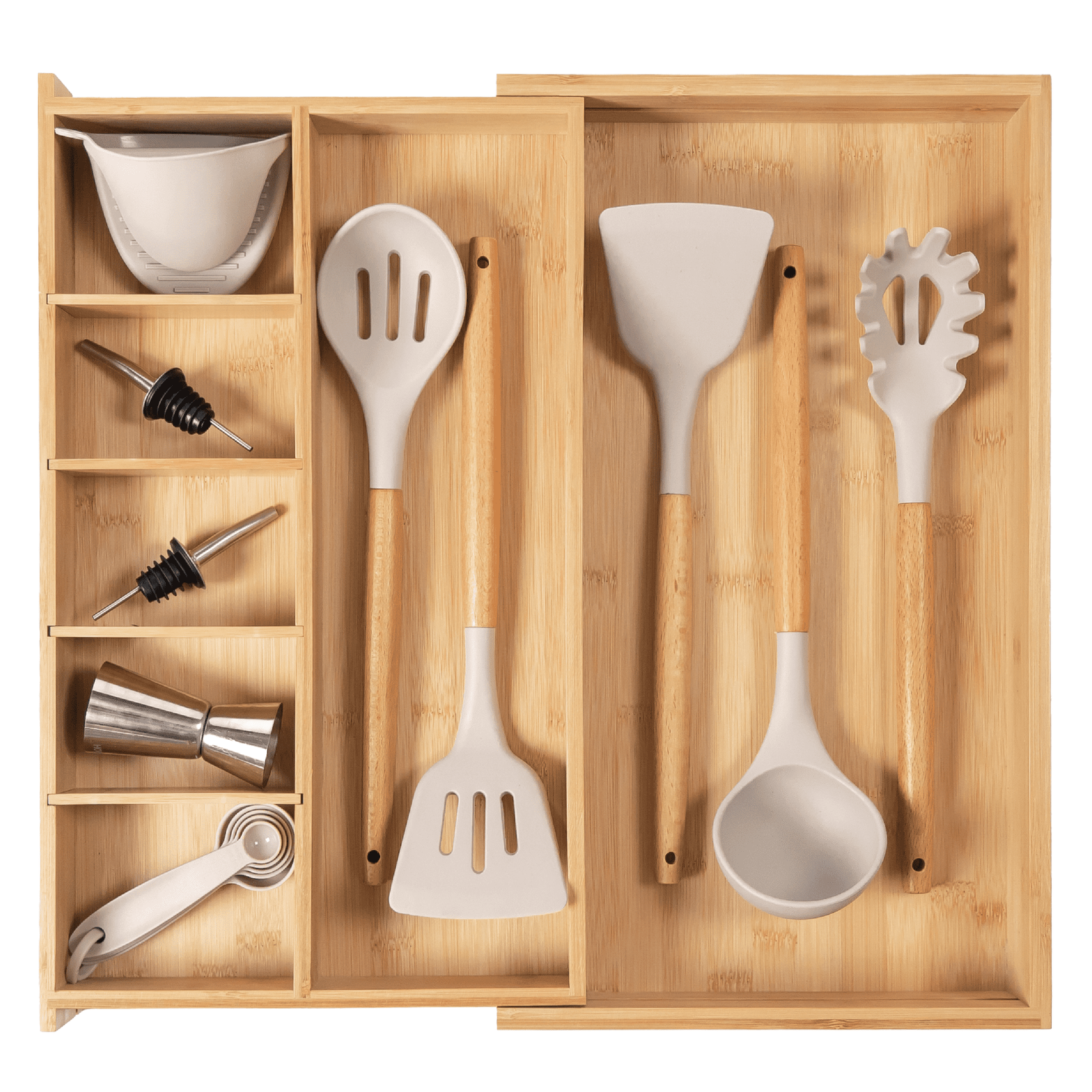 KitchenEdge Adjustable Kitchen Drawer Organizer for Utensils and Junk, 1 Large &