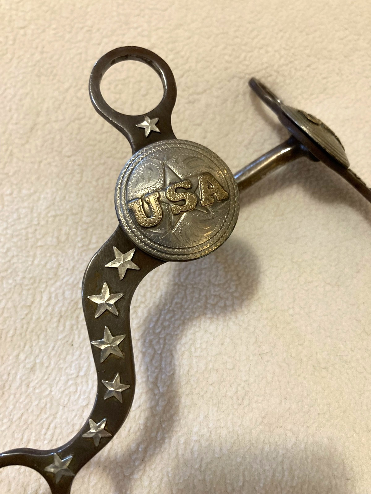 USA Concho Star Swivel Shank Western Horse Show Jointed Mouth Curb Bit- 5 1/2"