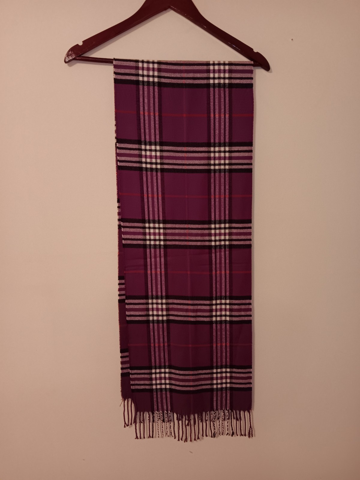 Unisex Purple Plaid Scarf Soft Cashmere Feel Winter Scarf Shawl Holiday Gift .G