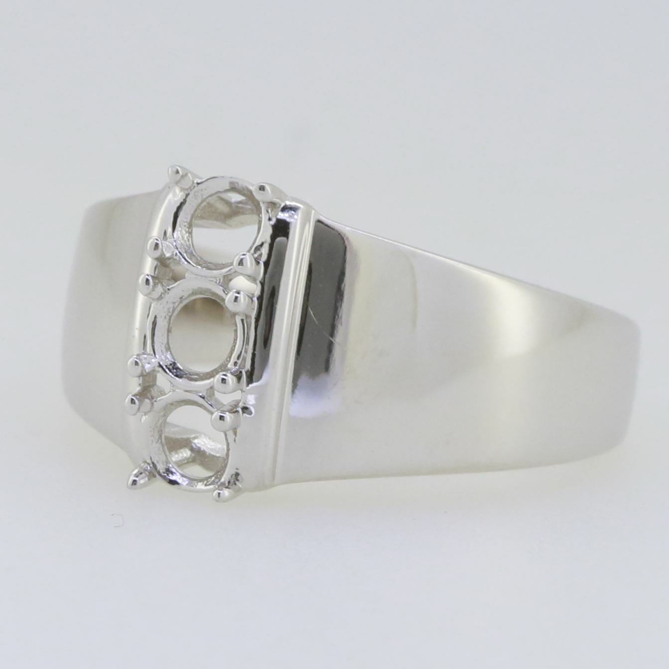 Sterling Silver Semi Mount Ring Setting Round RD 4x4mm White Topaz PJC16714R
