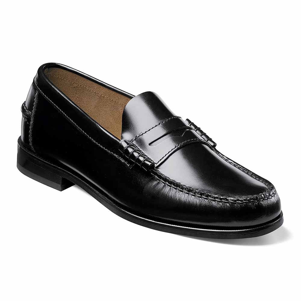Florsheim Berkley Black Smooth Leather Moc Toe Penny Dress Loafer (USA Men Size)