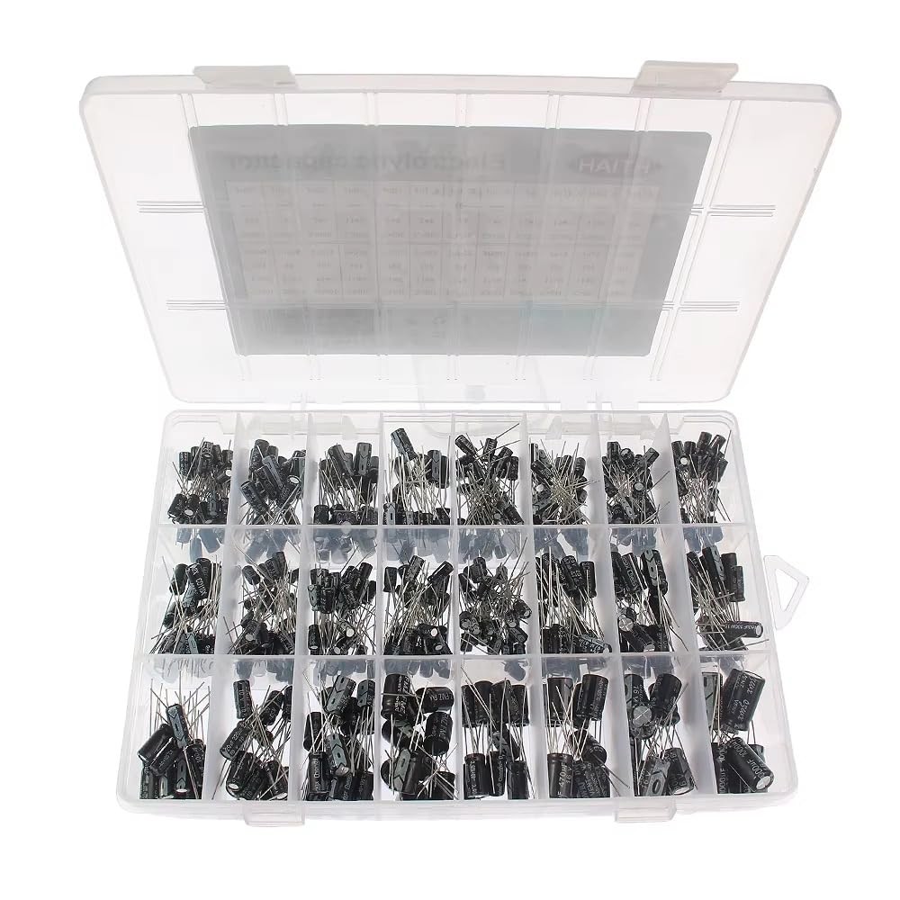 500Pcs 24 Values Electrolytic Capacitor Assortment Kit 0.1uF to 1000uF 10V...