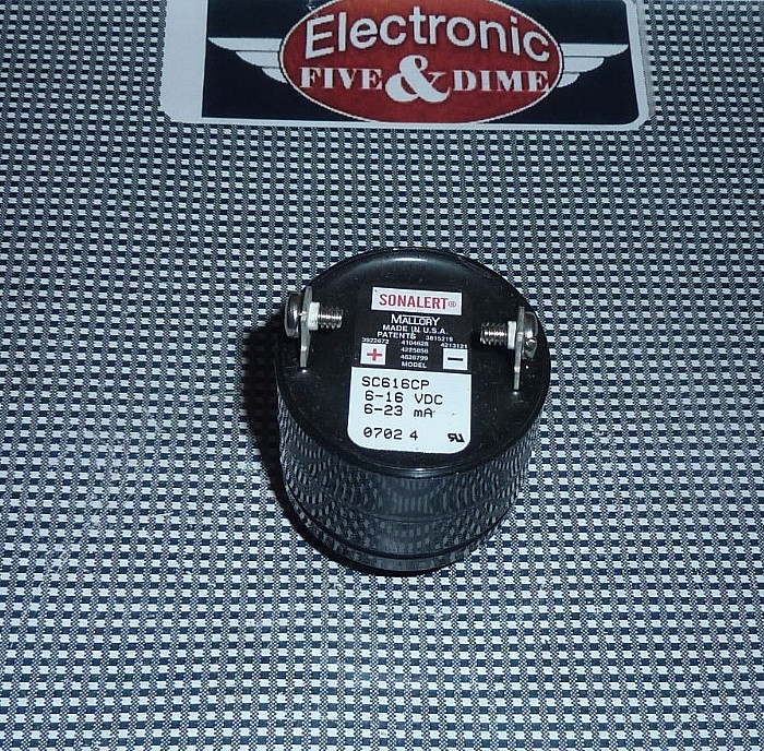 SC616CP  Mallory Sonalert  Buzzers Alarm 6-16 VDC 68-78 dBA 2.9 KHz Panel Mount