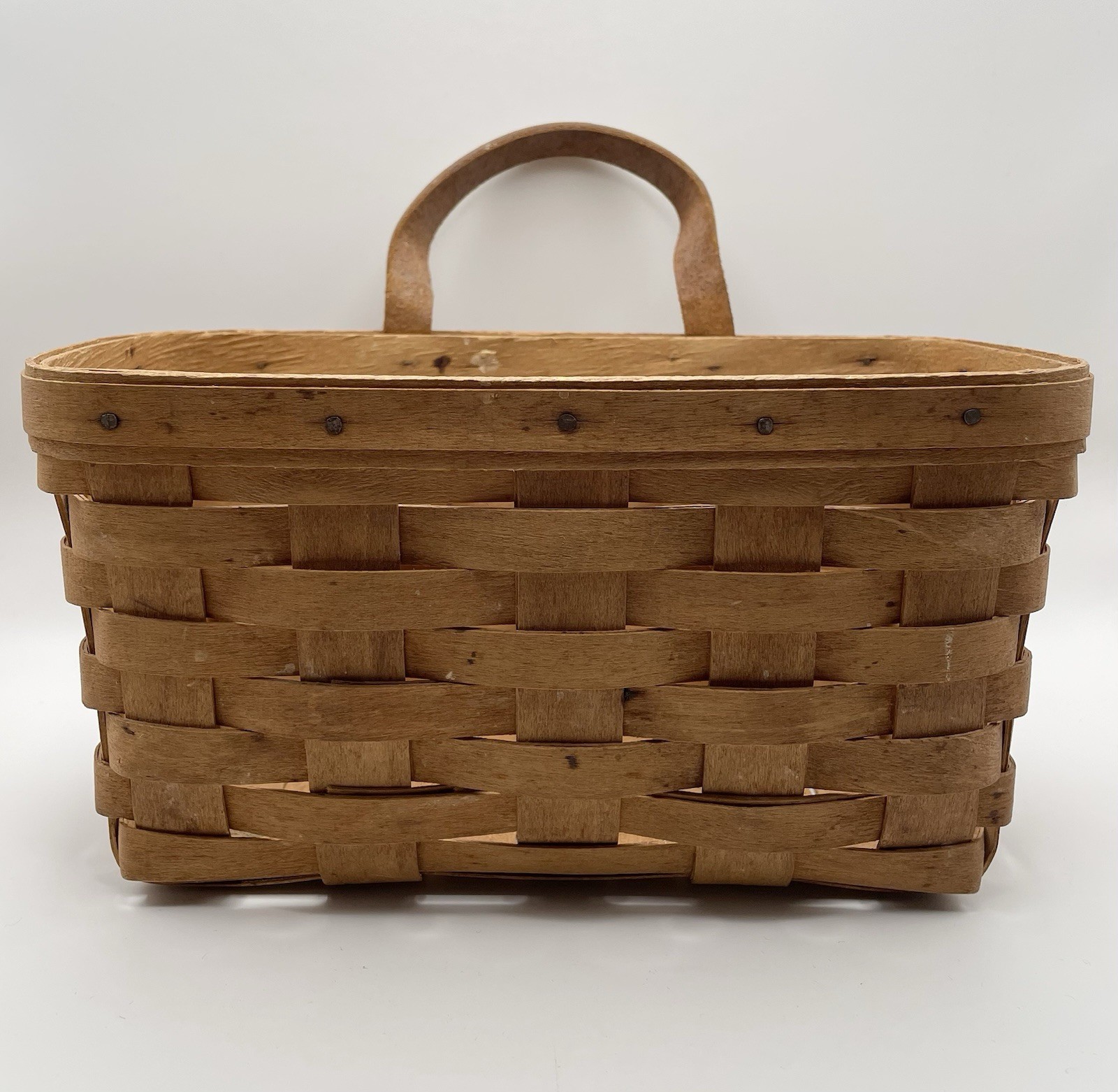Longaberger Handwoven Basket Vintage 1988 Medium Size Handle And Hook