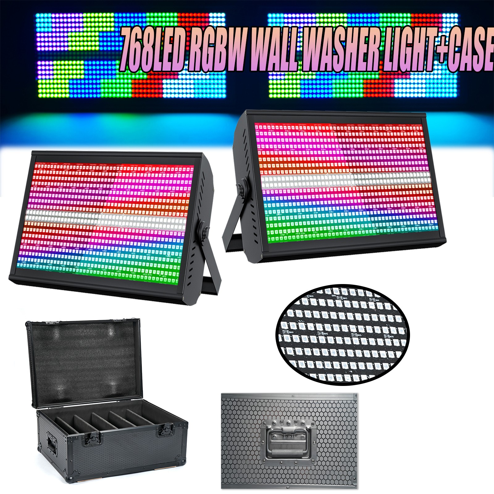 6X 200W 768LED Stage Beam Strobe Light Wall Wash Light Lighting Club Party+CASE
