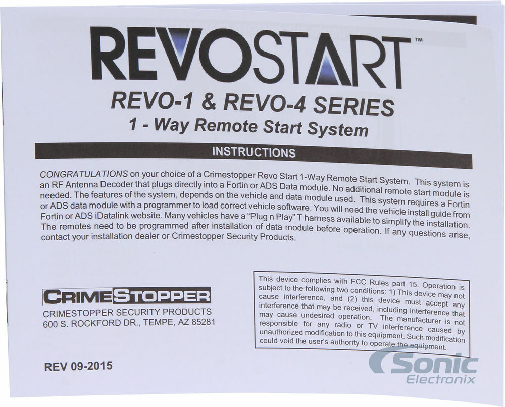 Crimestopper REVO41 1-Way RF Kit AM 5 Button Remotes Keyless Entry Trunk Release