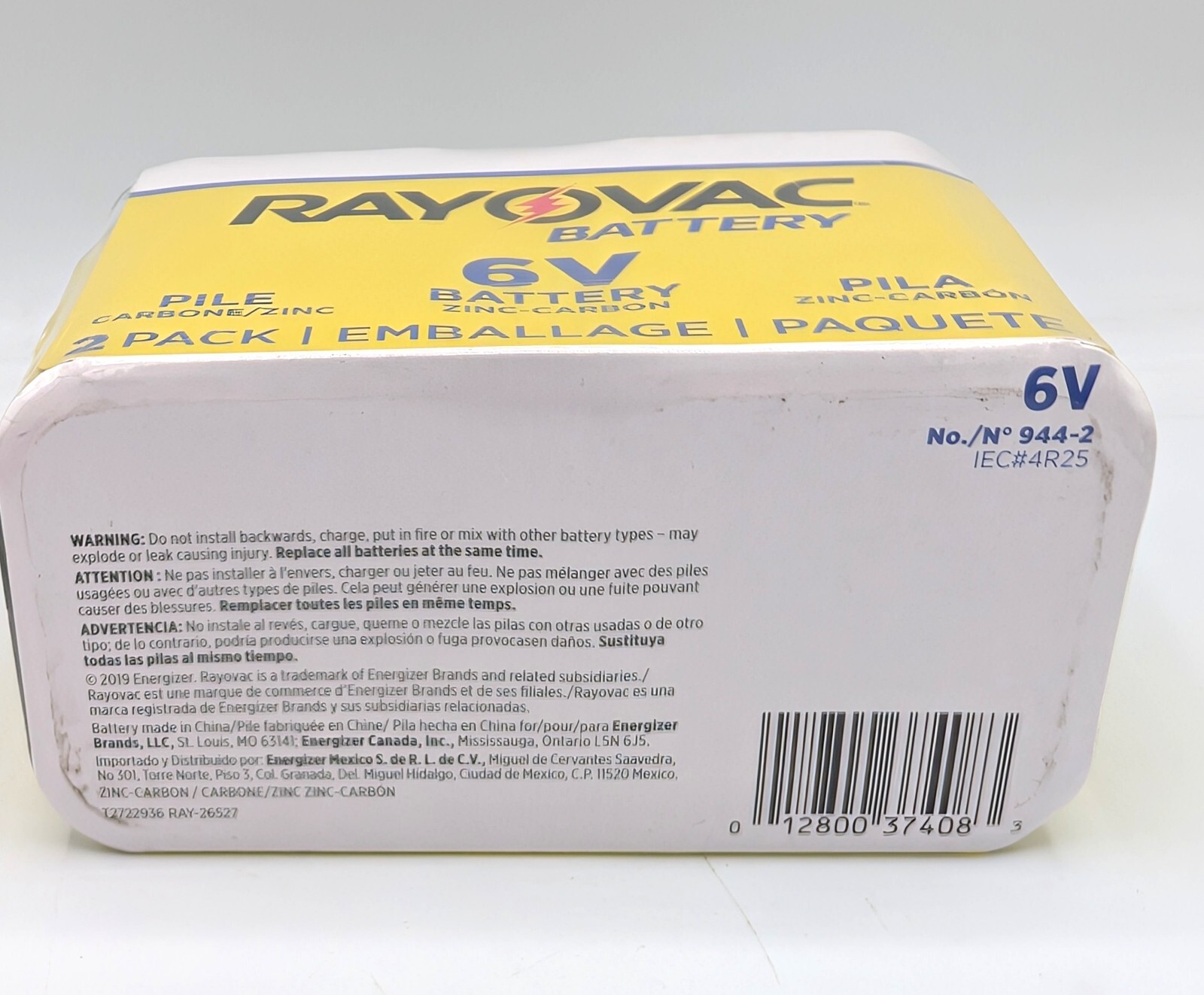 RAYOVAC Lantern Battery:  6V pila zinc-carbon Pack Of 4