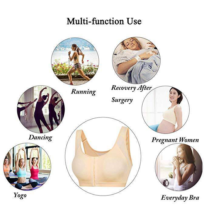 Wirefree Bra Shaper Back Support Corrector Front Closure Yoga Top Adjustable