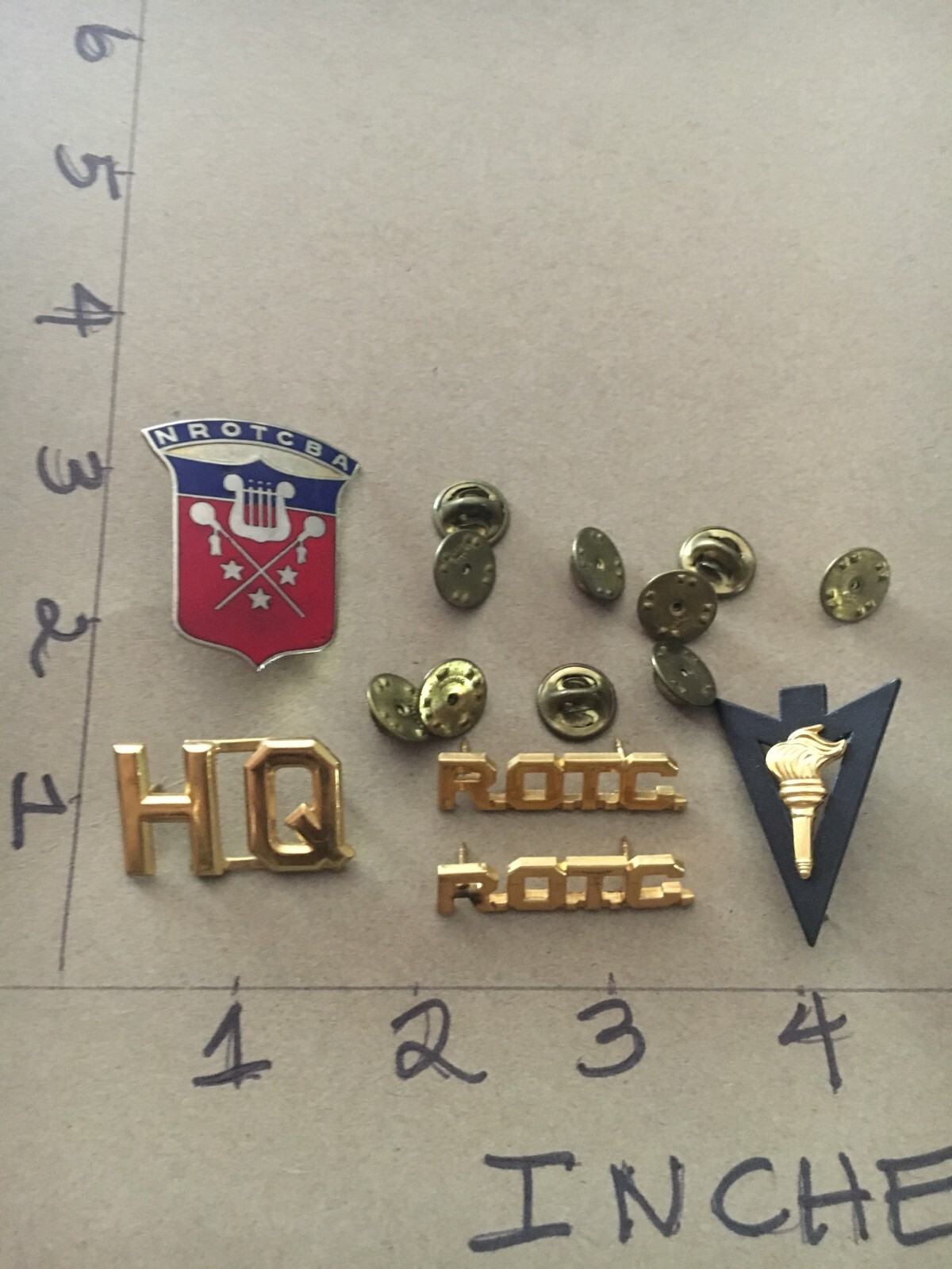 US Army ROTC, cb SET OF 5 collar, hat different hallmarks