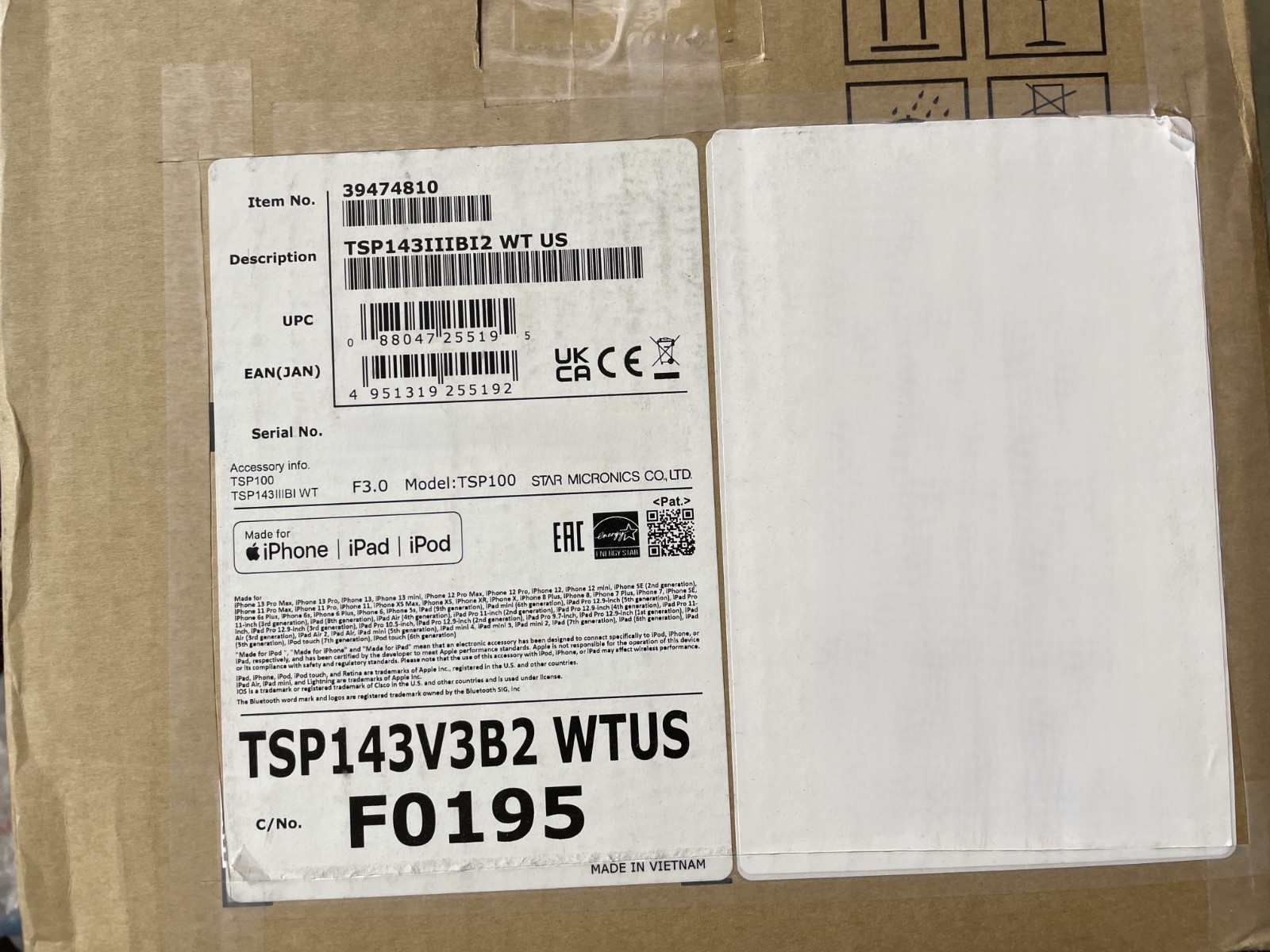 Star Micronics TSP143IIIBI Thermal Receipt Printer White - TSP143IIIBI2 WT US