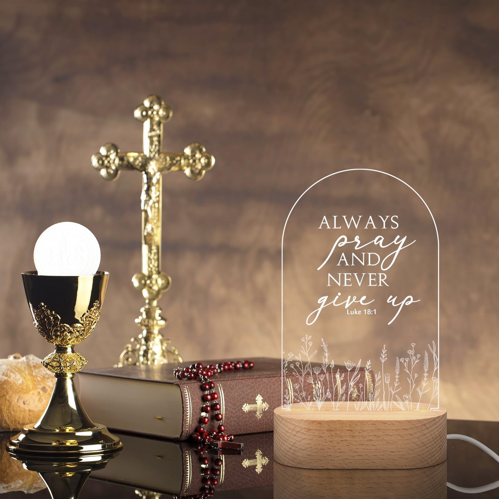 Burbell 6 Pcs Christian Acrylic Night Light Bulk Valentines Day Black