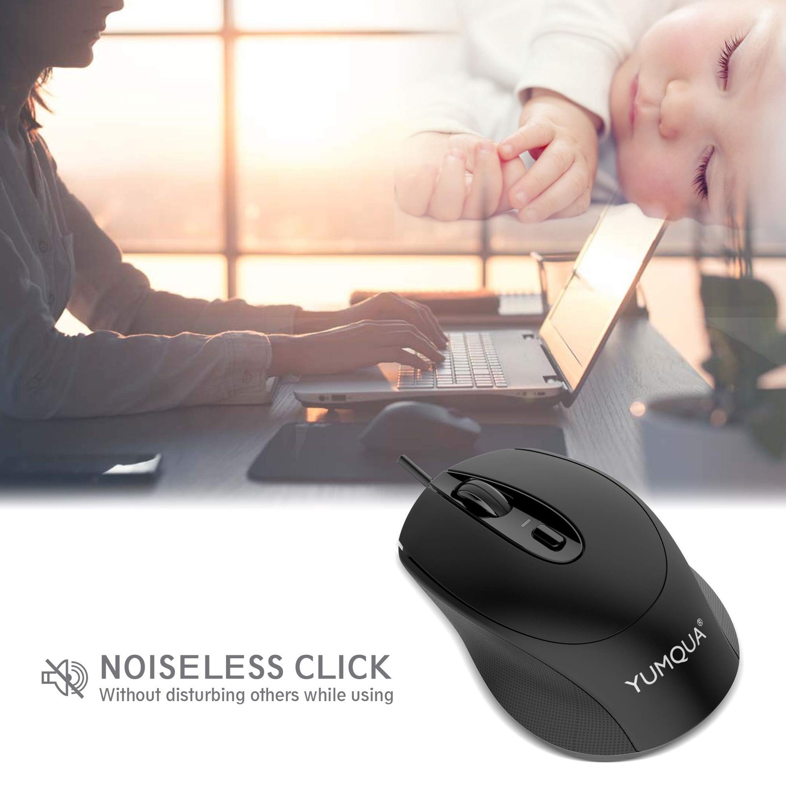 YUMQUA G222 Computer Mouse Wired 4 Pack, Bulk USB Corded Mouse, Office & Home...