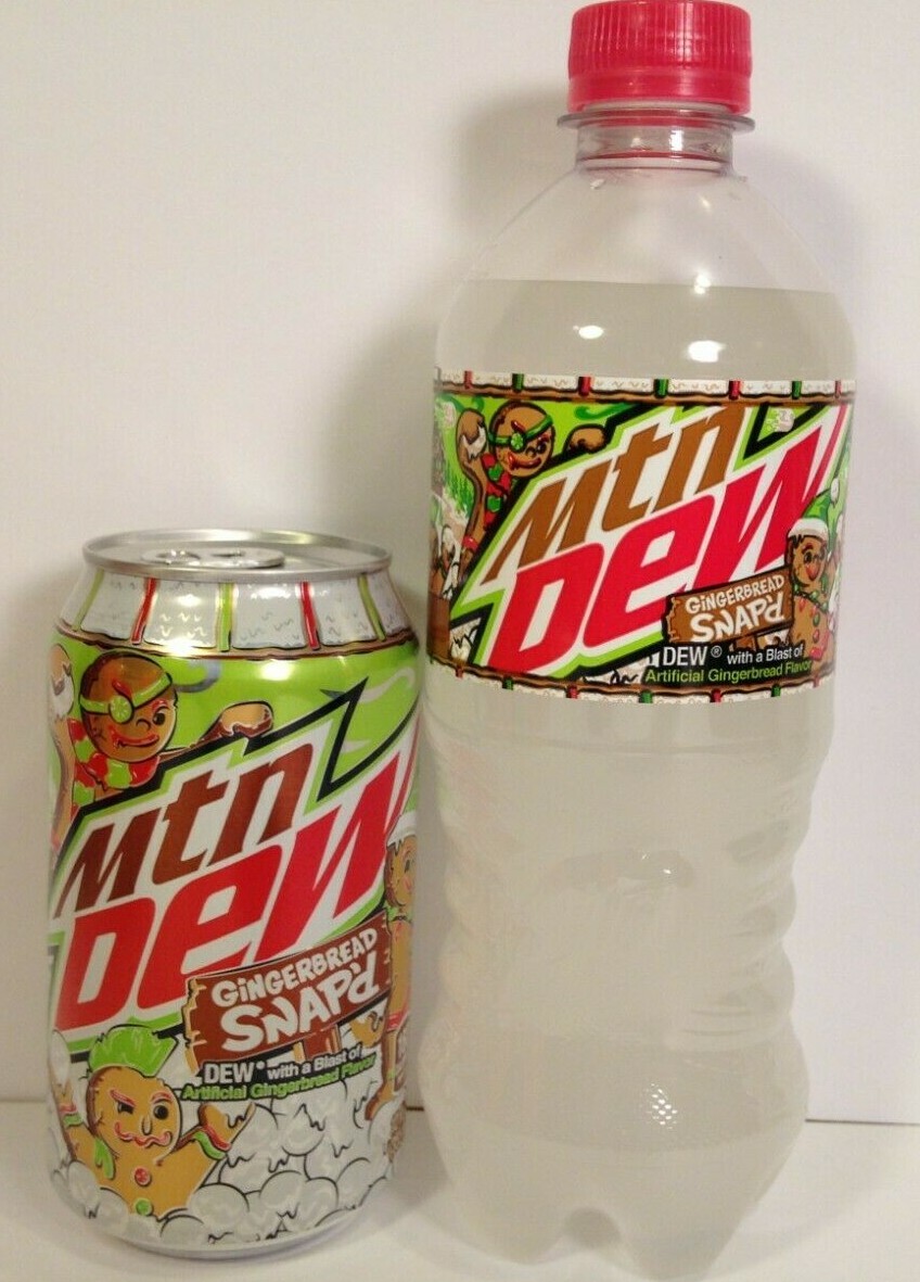 Mountain Dew Gingerbread Snap'd,20oz. and 12oz. (In Hand,Same Day Free Shipping)