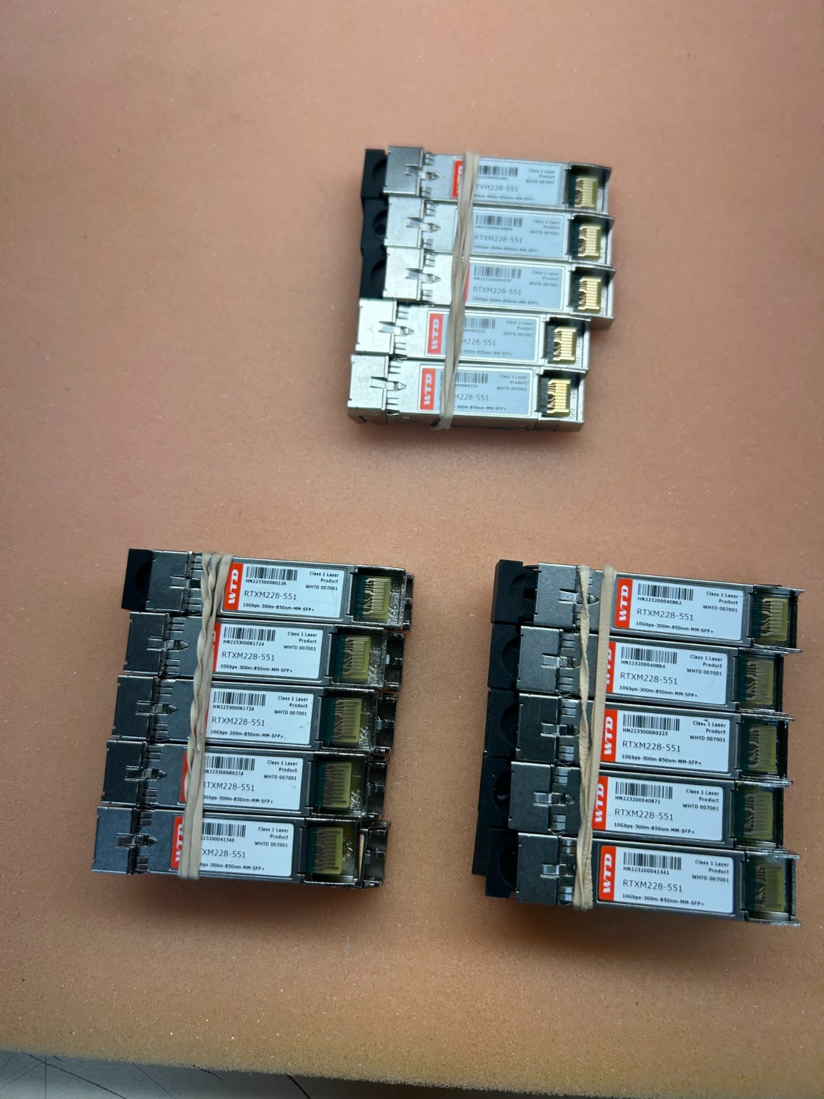 Lot of 21 WTD RTXM228-551 SFP+ 300M 850nm 10Gbps