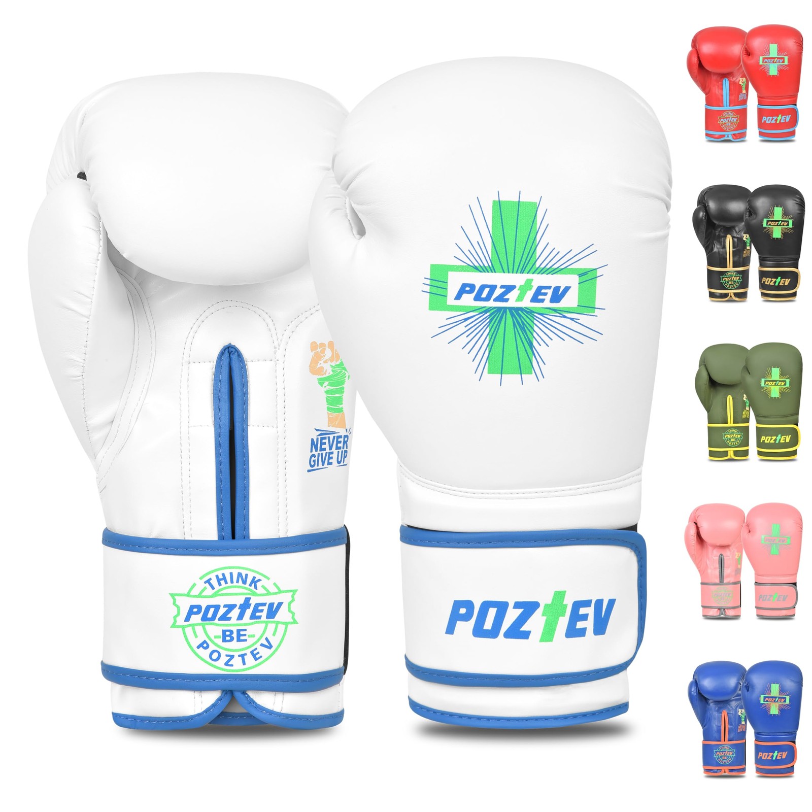 POZTEV Boxing Gloves for Men & Women Professional Workout 16oz, White