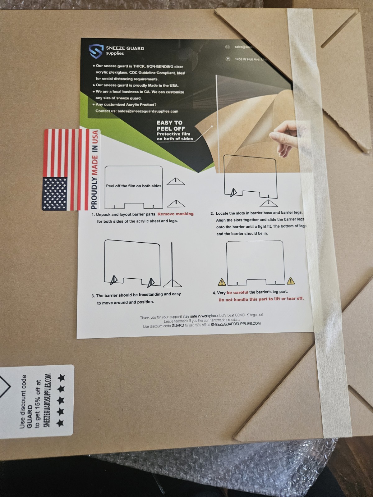 SNEEZE GUARD 16" x 16" Acrylic SHIELD for Cashier CHECKOUT COUNTER Desk