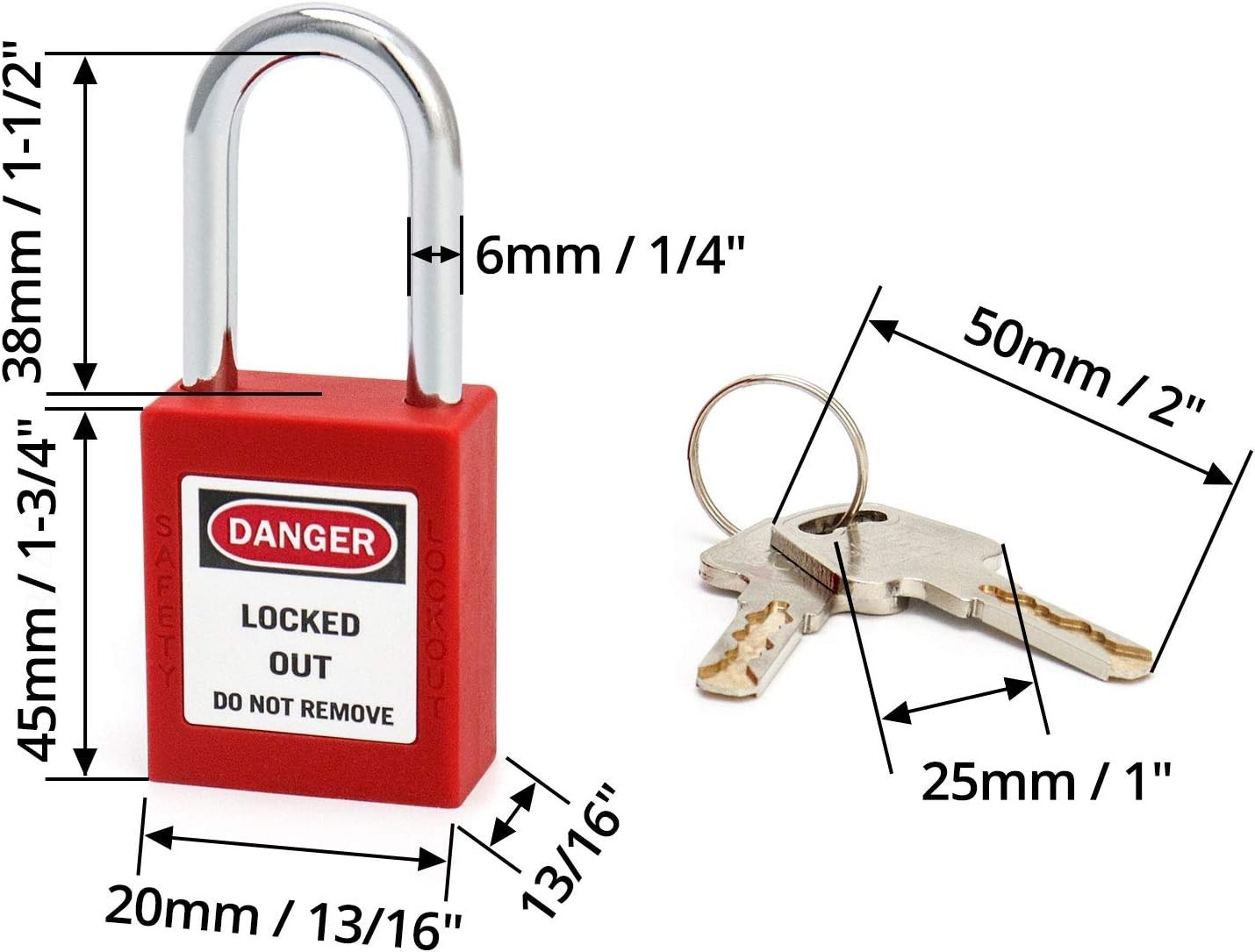 Anti-Bump Red Lockout Padlock with Writable Labels - 2 Pack for Workplace Safety