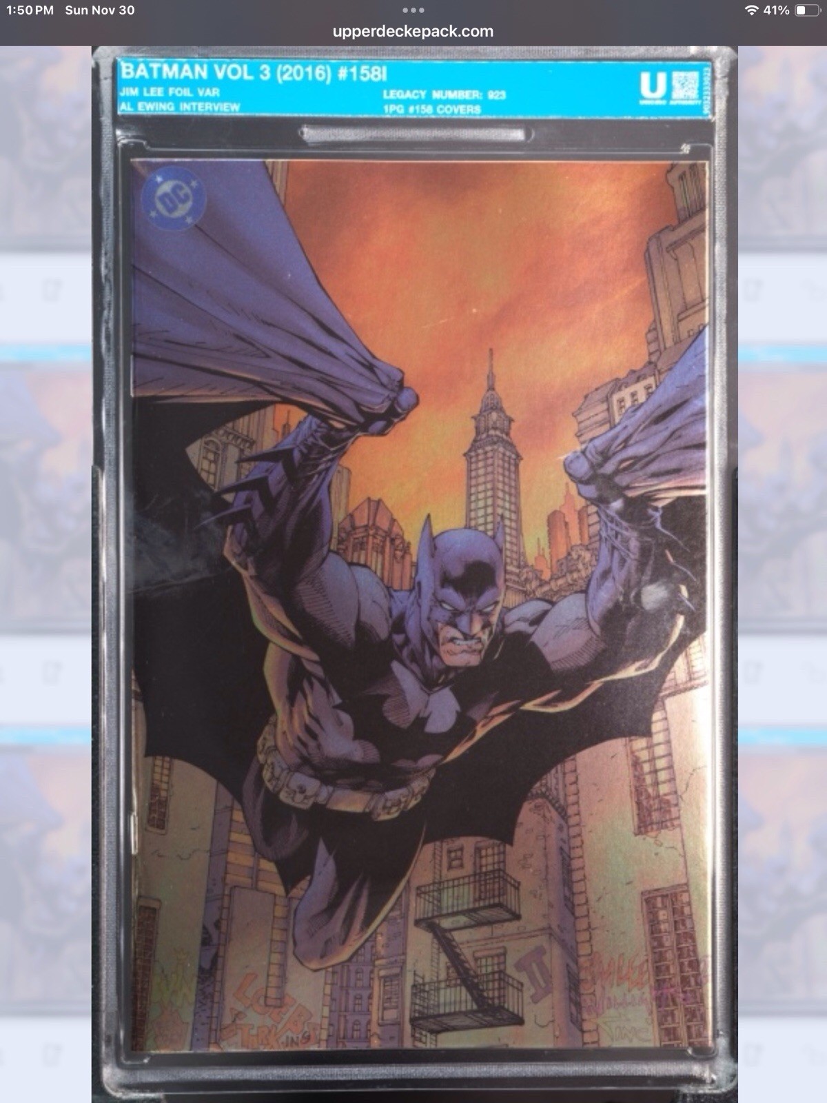 Batman Vol 3 2025 #158 I FOIL ISSUE DC Jim Lee Hush Uncirculated Soft Slab C4E