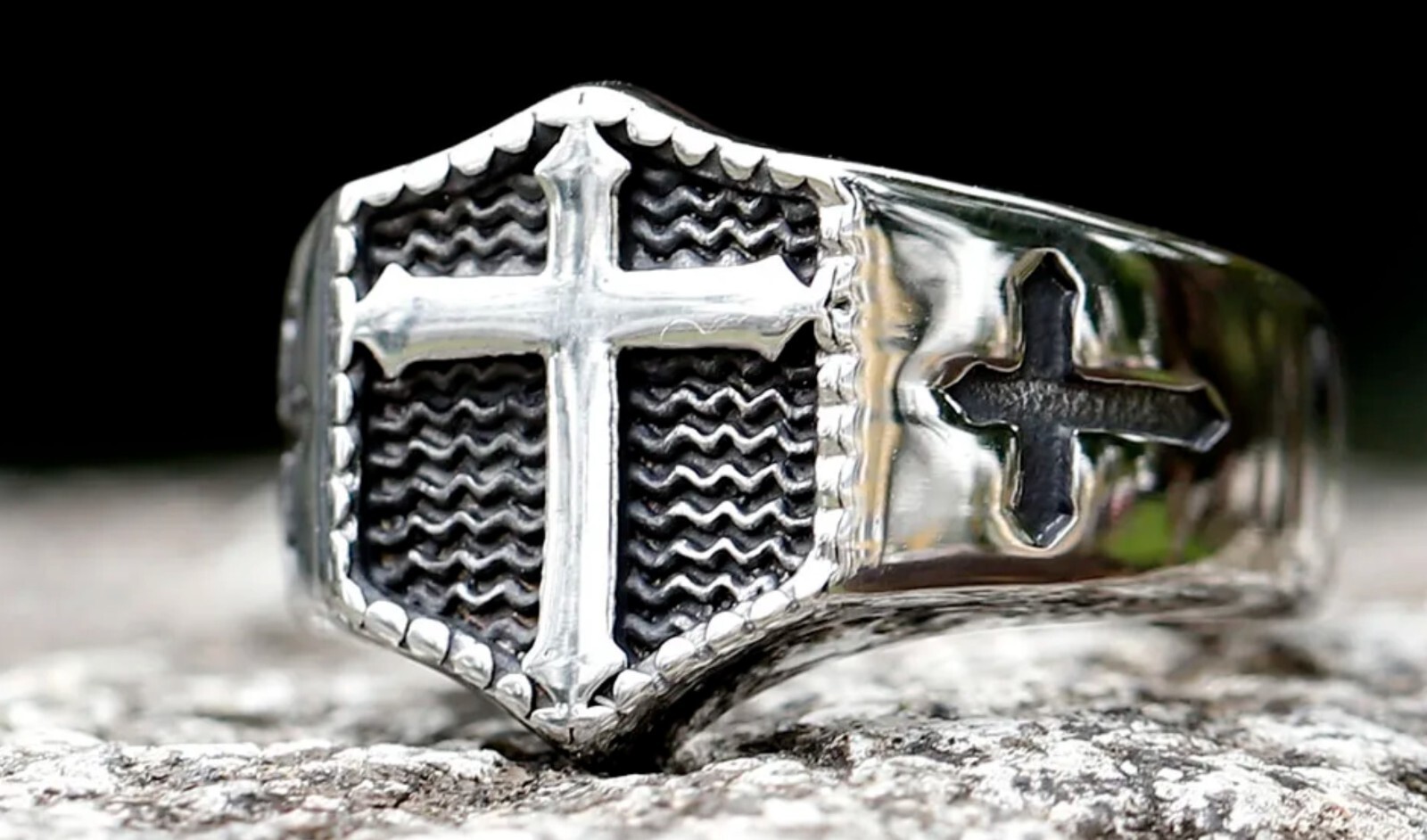 316L STAINLESS STEEL CROSS RING