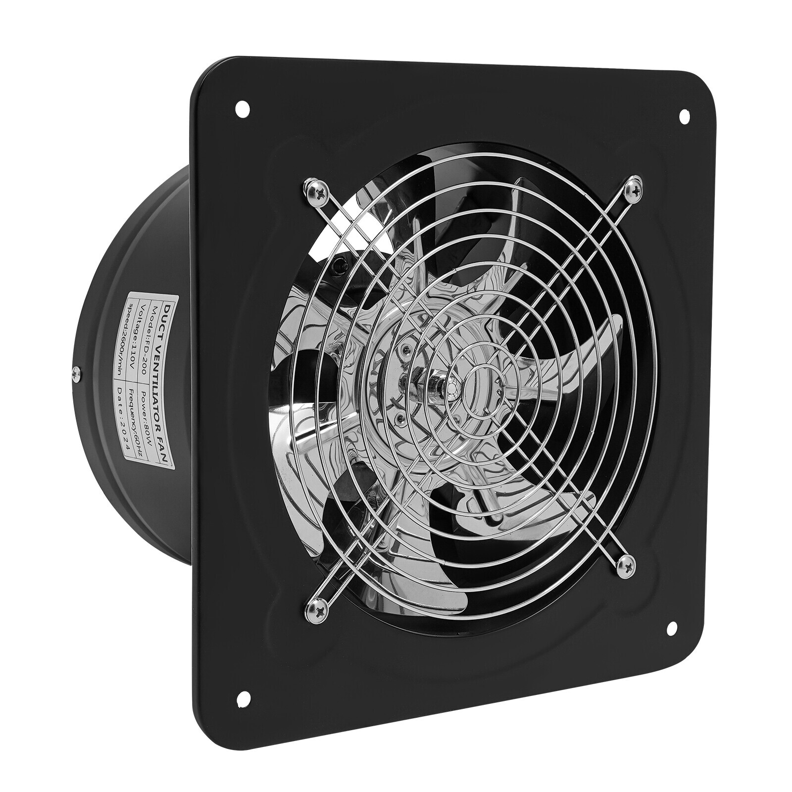 8" Exhaust Fan Portable Kitchen Ventilation Fan Wall Mount with Backdraft Damper