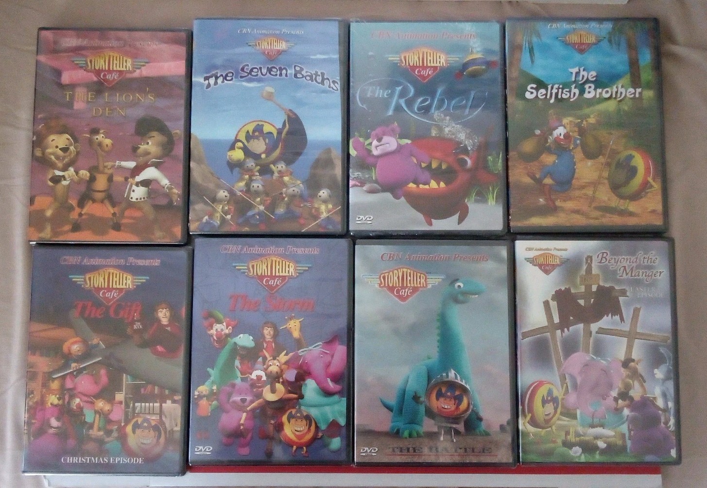 Storyteller Cafe Kids Bible DVD Sealed Church Animated Cartoon 8 Lot Set CBN
