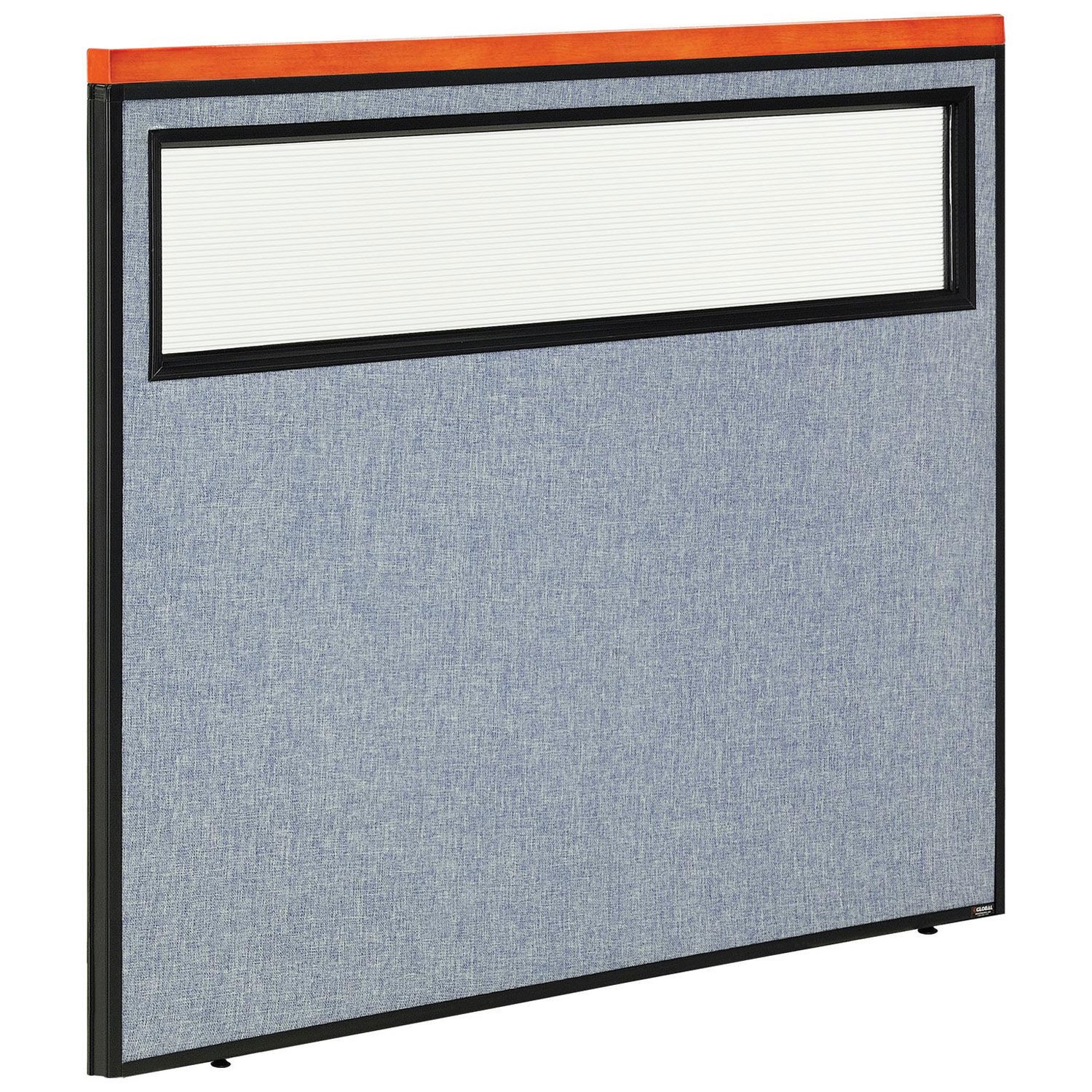 48-1/4"W x 43-1/2"H Deluxe Office Partition Panel with Partial Window Blue