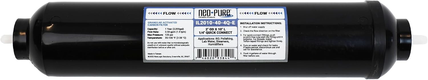 Neo-Pure IL2010-40-4Q Black Inline 2x10 10mic Postfilter GAC CTO 1/4' QC -Single
