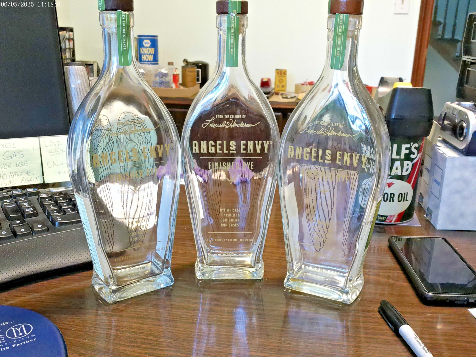 Angel’s Envy Finished Rye BOURBON Bottle Empty 750 ML Caribbean  Rum Cask ALL 3