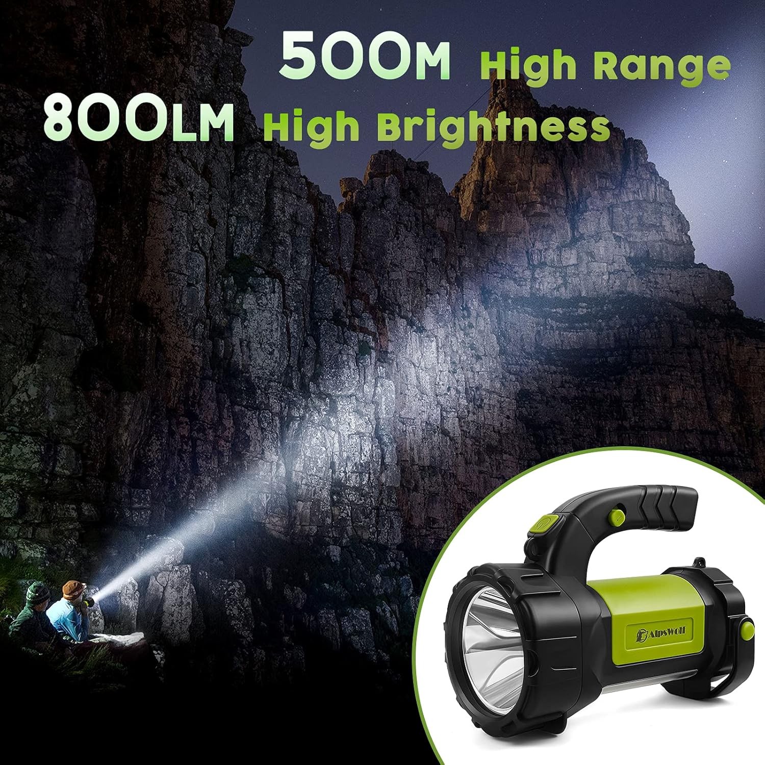 AlpsWolf Camping Lantern Rechargeable, LED Flashlight Spotlight Lantern with 800