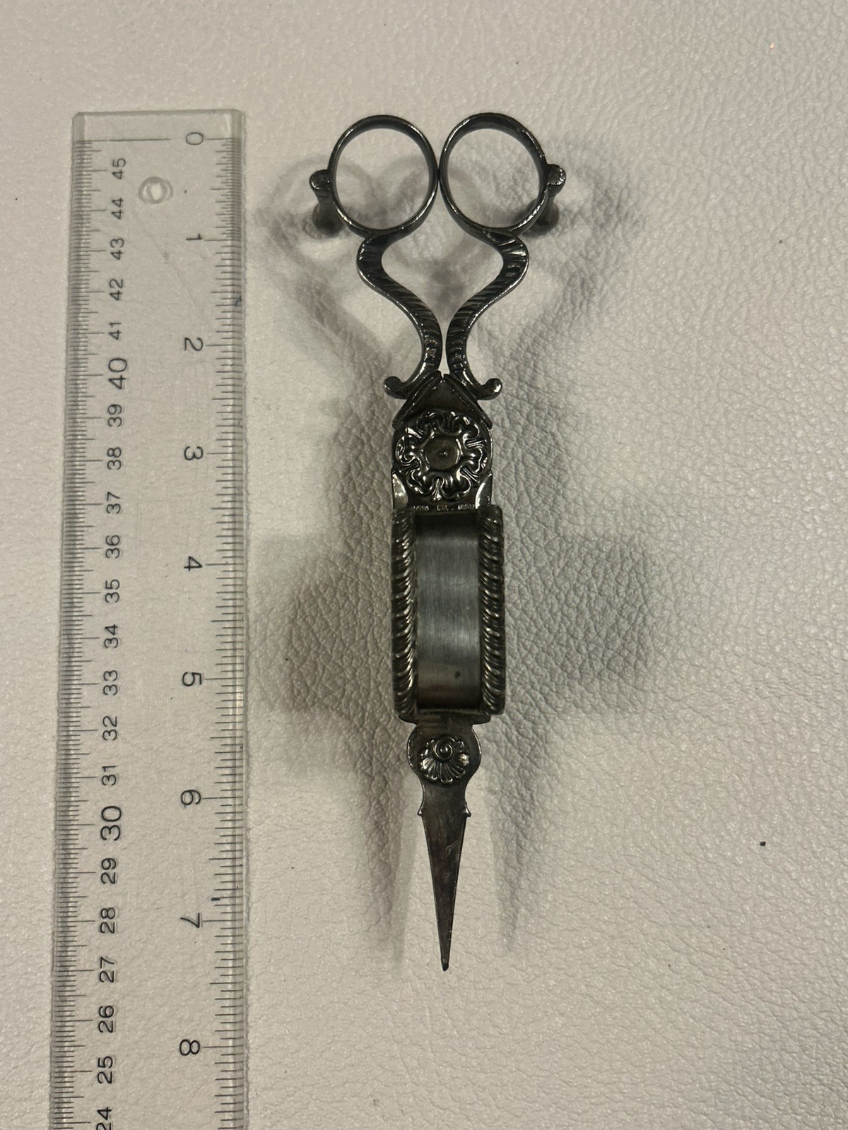 Antique Victorian Signed Gilbert Silverplate Footed CANDLE Wick SNUFFER & Tray
