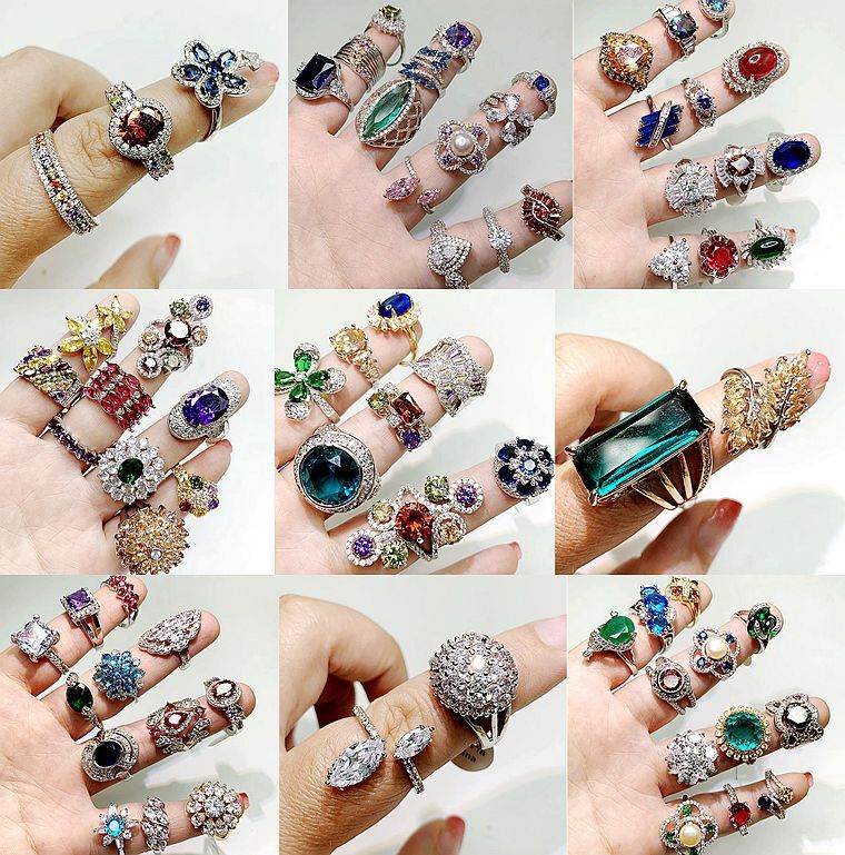 100pcs Wholesale Rings Mixed Rings Bulk Finger Gemstones Crystal Jewelry Lot