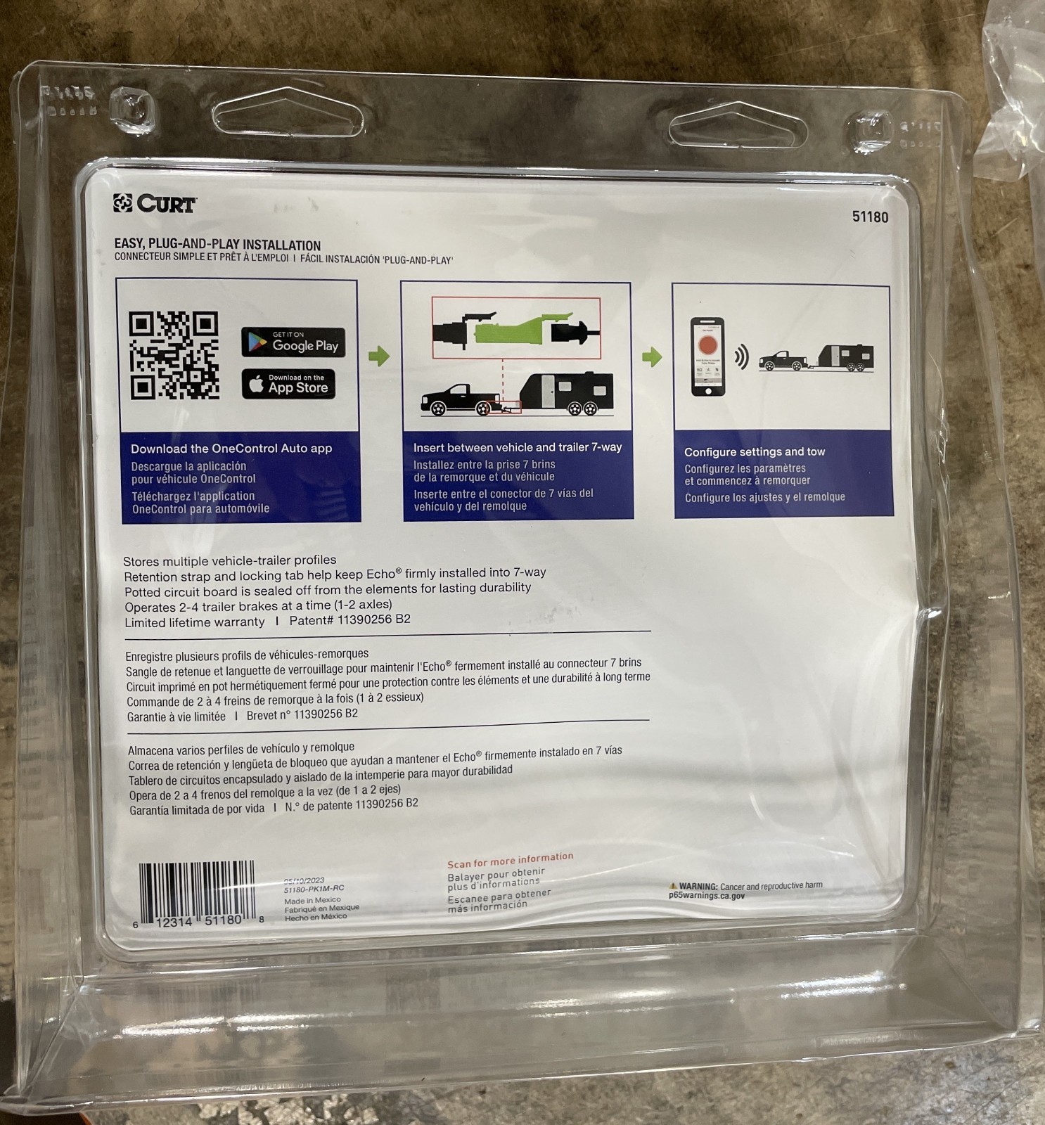 Curt 51180 Echo Mobile Bluetooth Trailer Brake Controller 7-Way