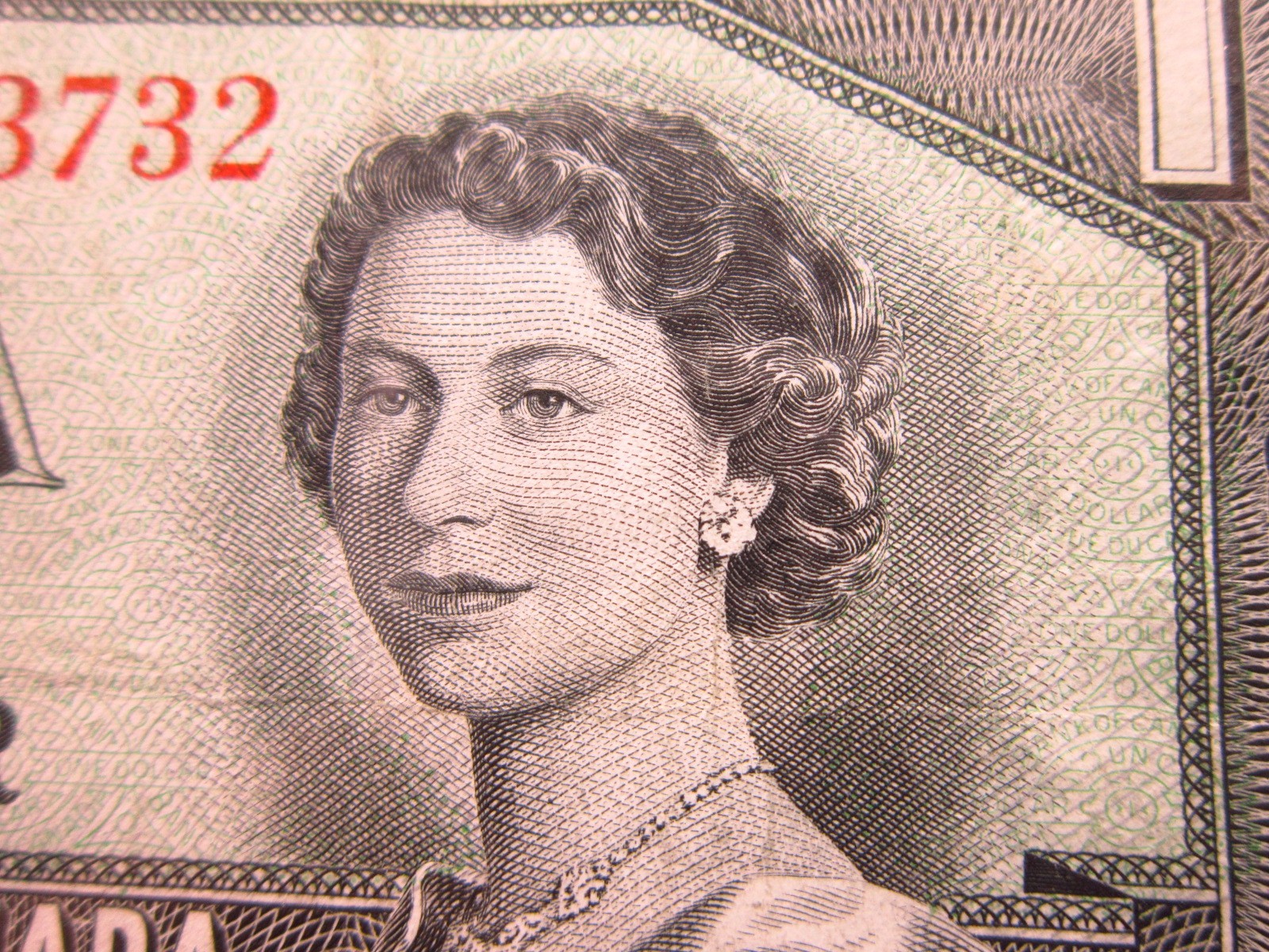 Canada $1 Dollar 1954 Devil Face Hairdo P66 Elizabeth II Bank Money i4c3732