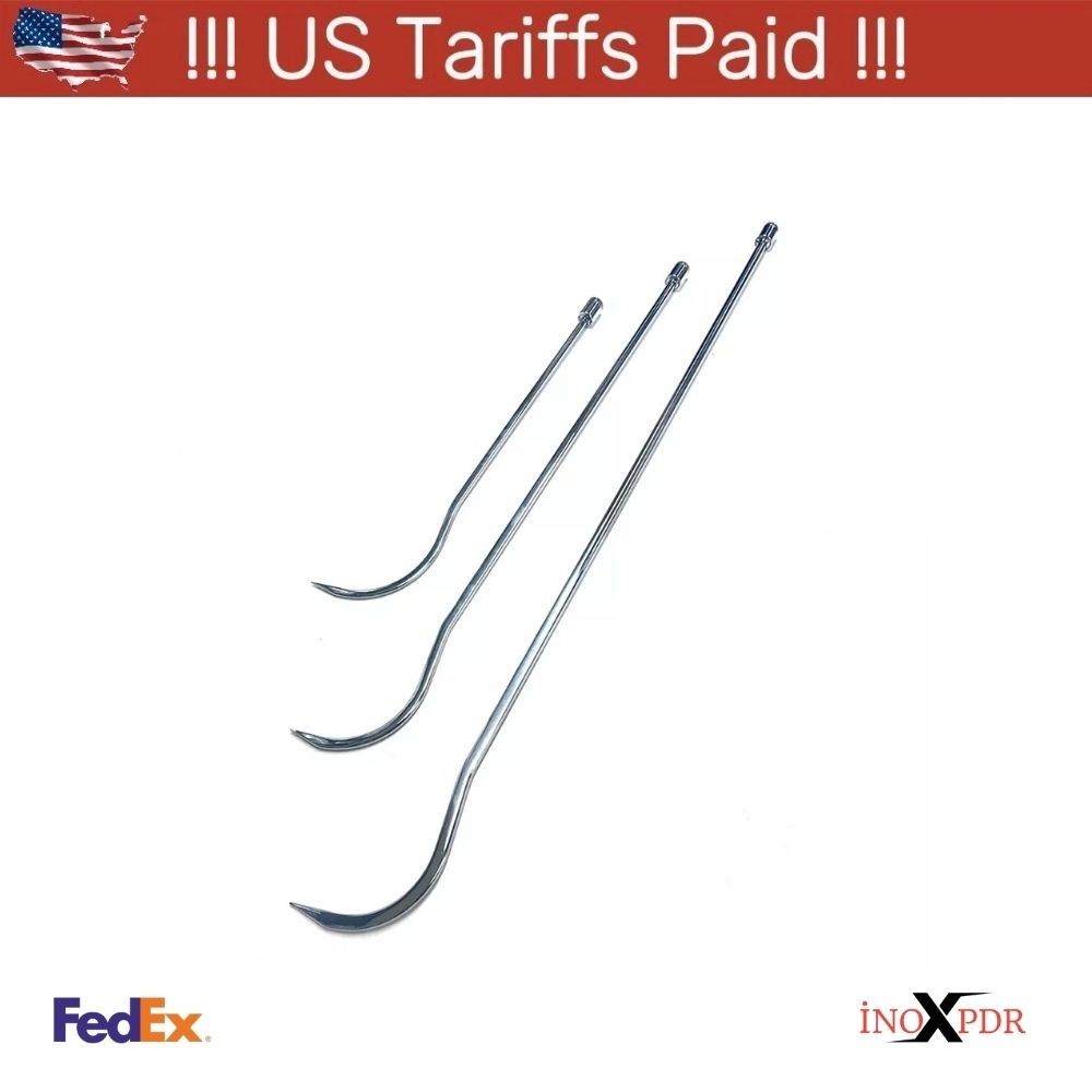S-Curve Dent Repair Rods with 3 Prc Paintless Dent Repair (Handle Not Included)