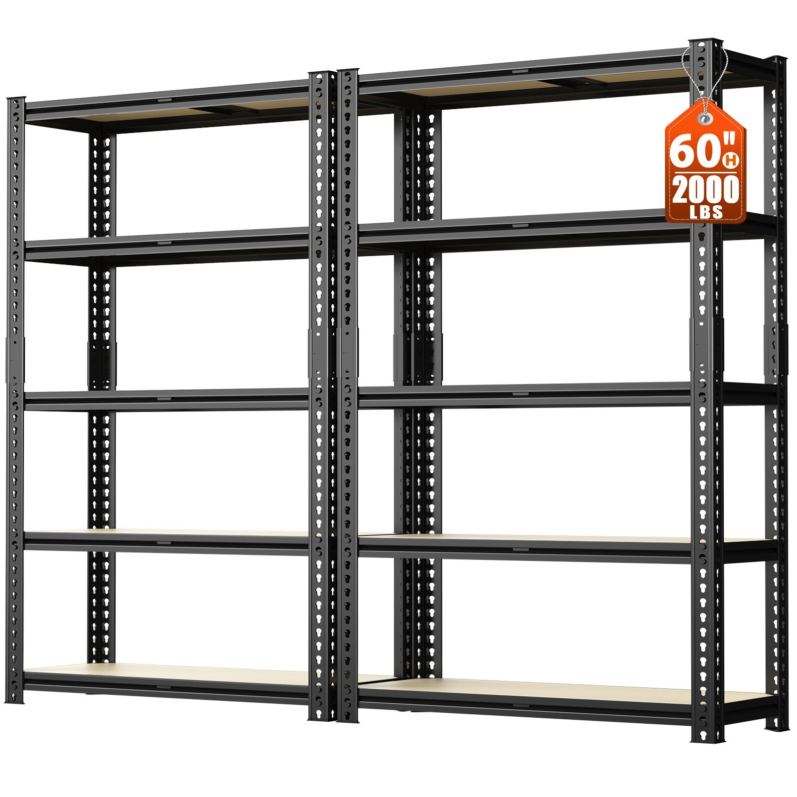 5-Tier 2000LBS Heavy Duty Metal Storage Rack Garage Shelving & Book Organizer