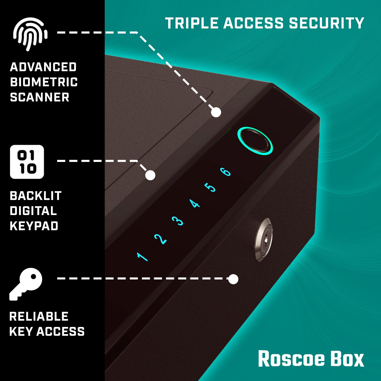 Biometric Gun Safe - Fingerprint, Digital Code, Backup Key, Use cord to plug in